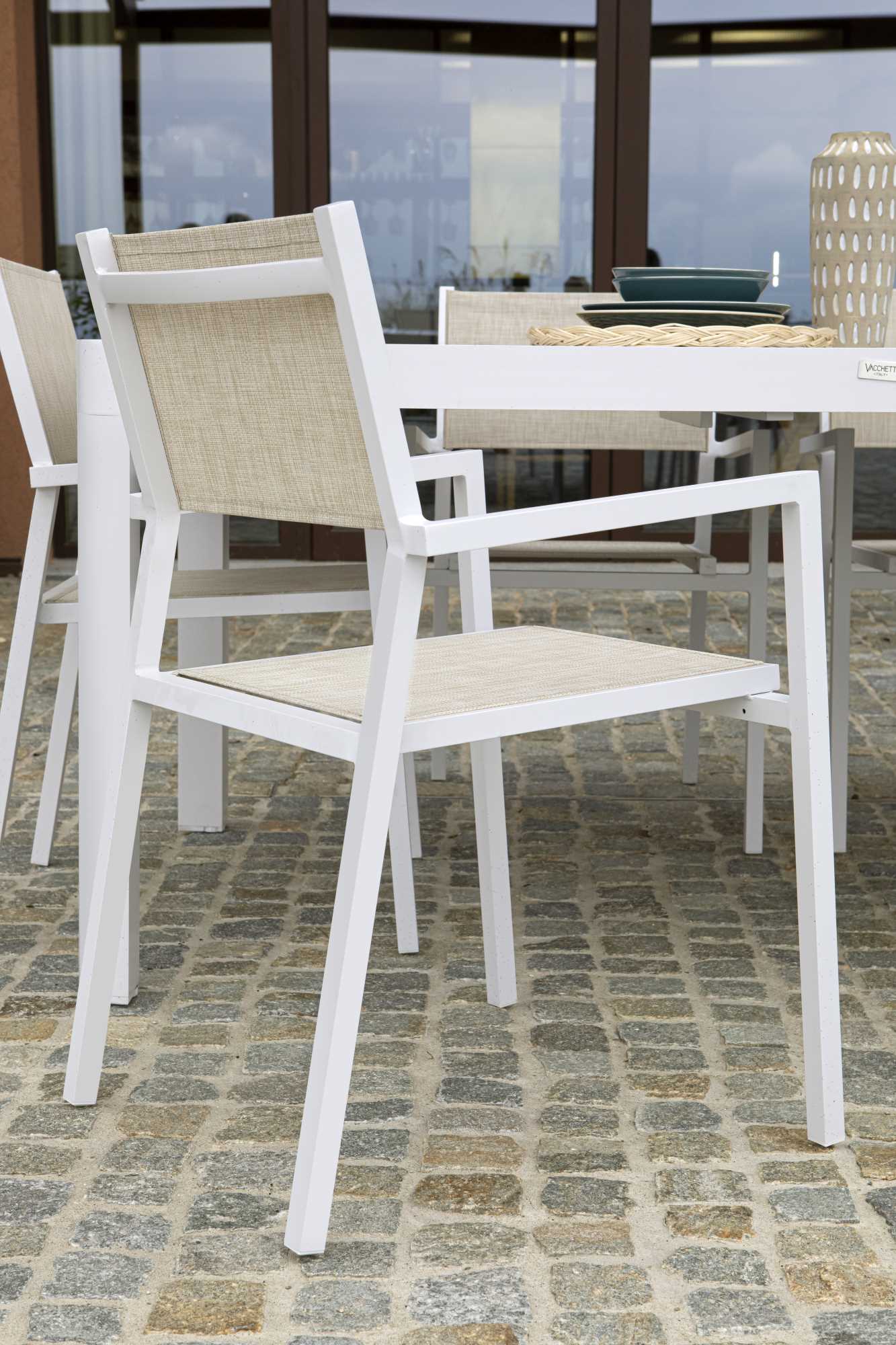 Poltrona alluminio e texilene clevelandbianco opaco cm55x56h86