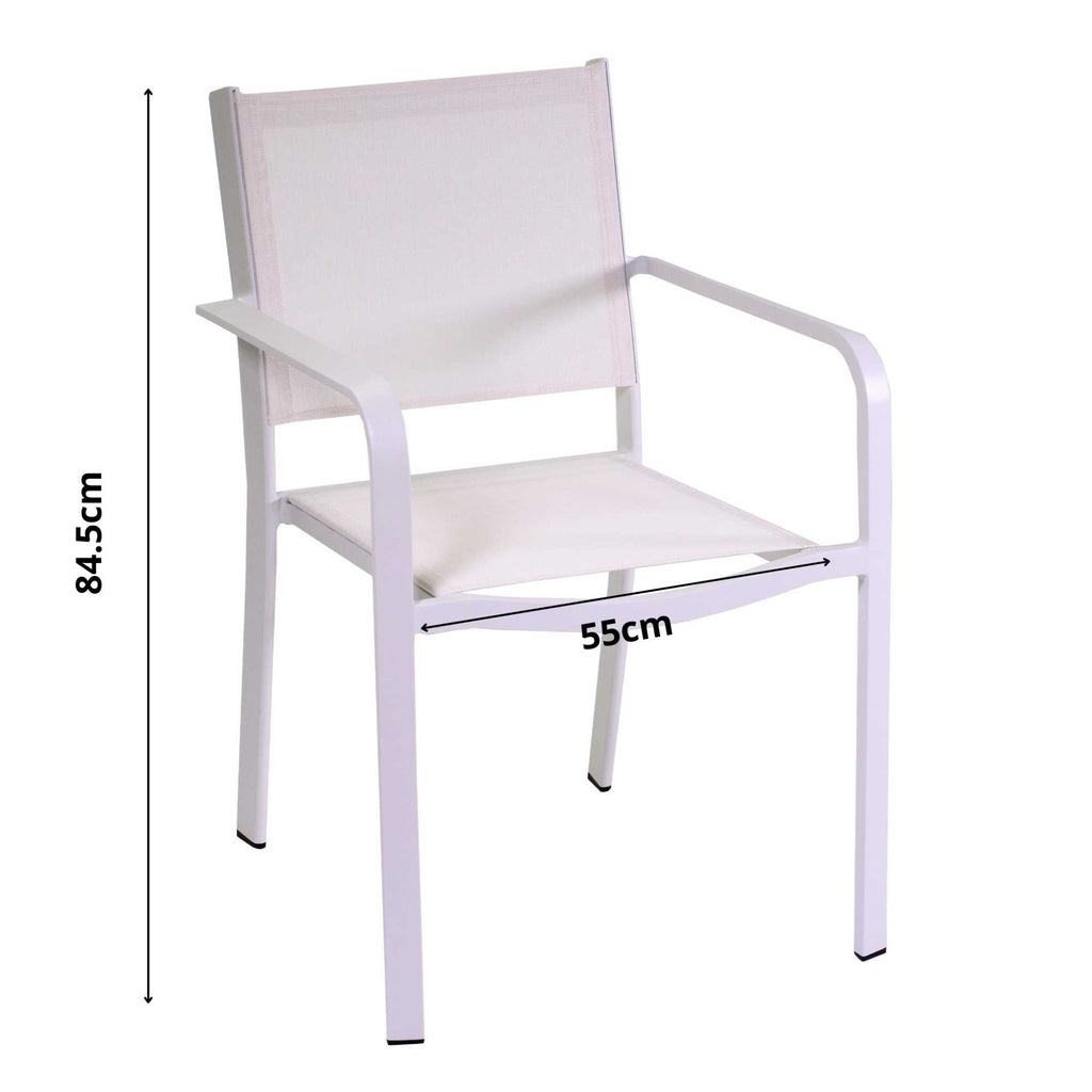 Poltrona alluminio texilene El Paso bianco cm55x61h84,5