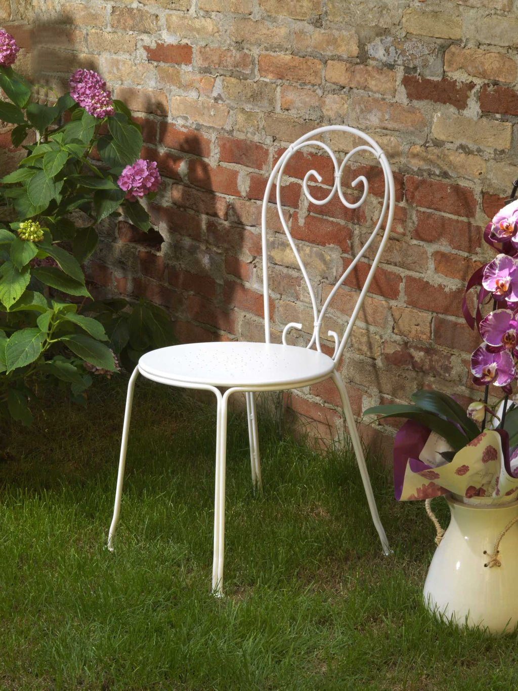 Sedia metallo new old bianco crema cm41x48h90