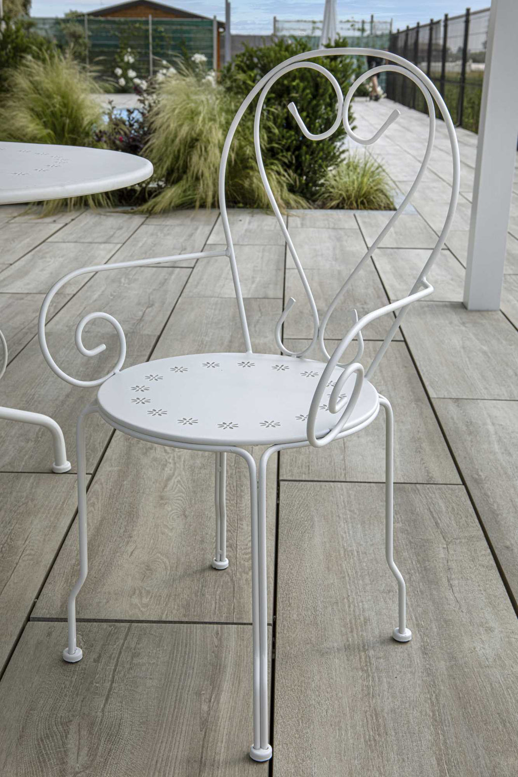 Poltrona metallo new old bianco crema cm49x48h43/59/90