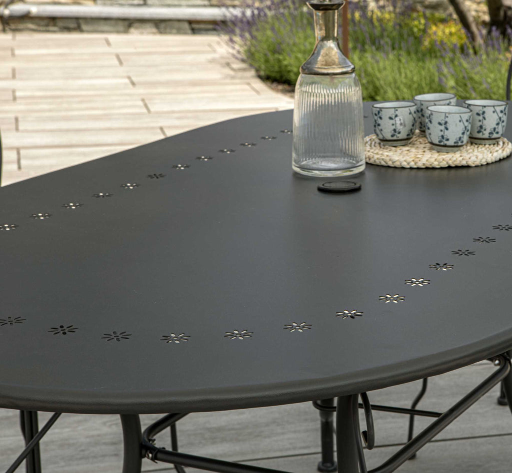 Tavolo metallo new old antracite chiaroovale cm160x90h72