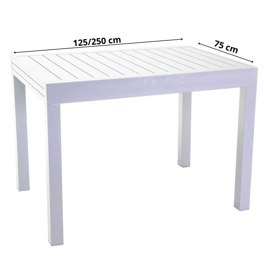 Tavolo alluminio Cleveland allungabile bianco cm125/250x75h75