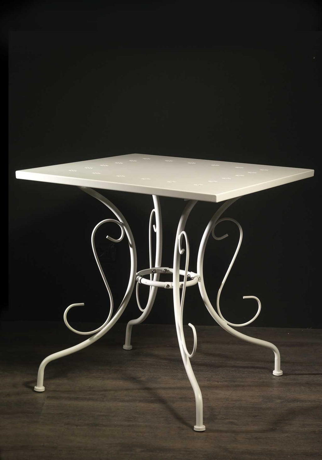 Tavolo metallo new old bianco crema quadro cm70x70h72