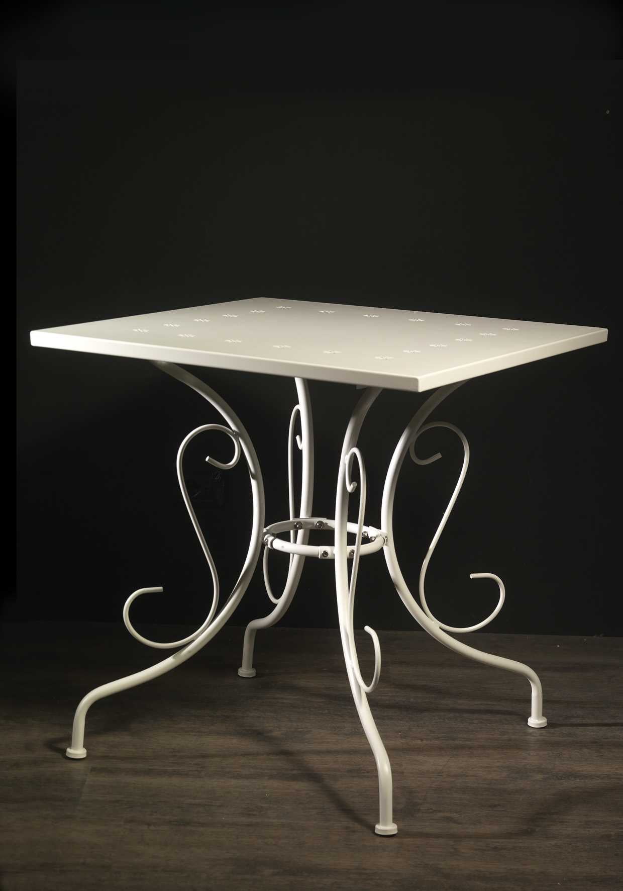 Tavolo metallo new old bianco crema quadro cm70x70h72