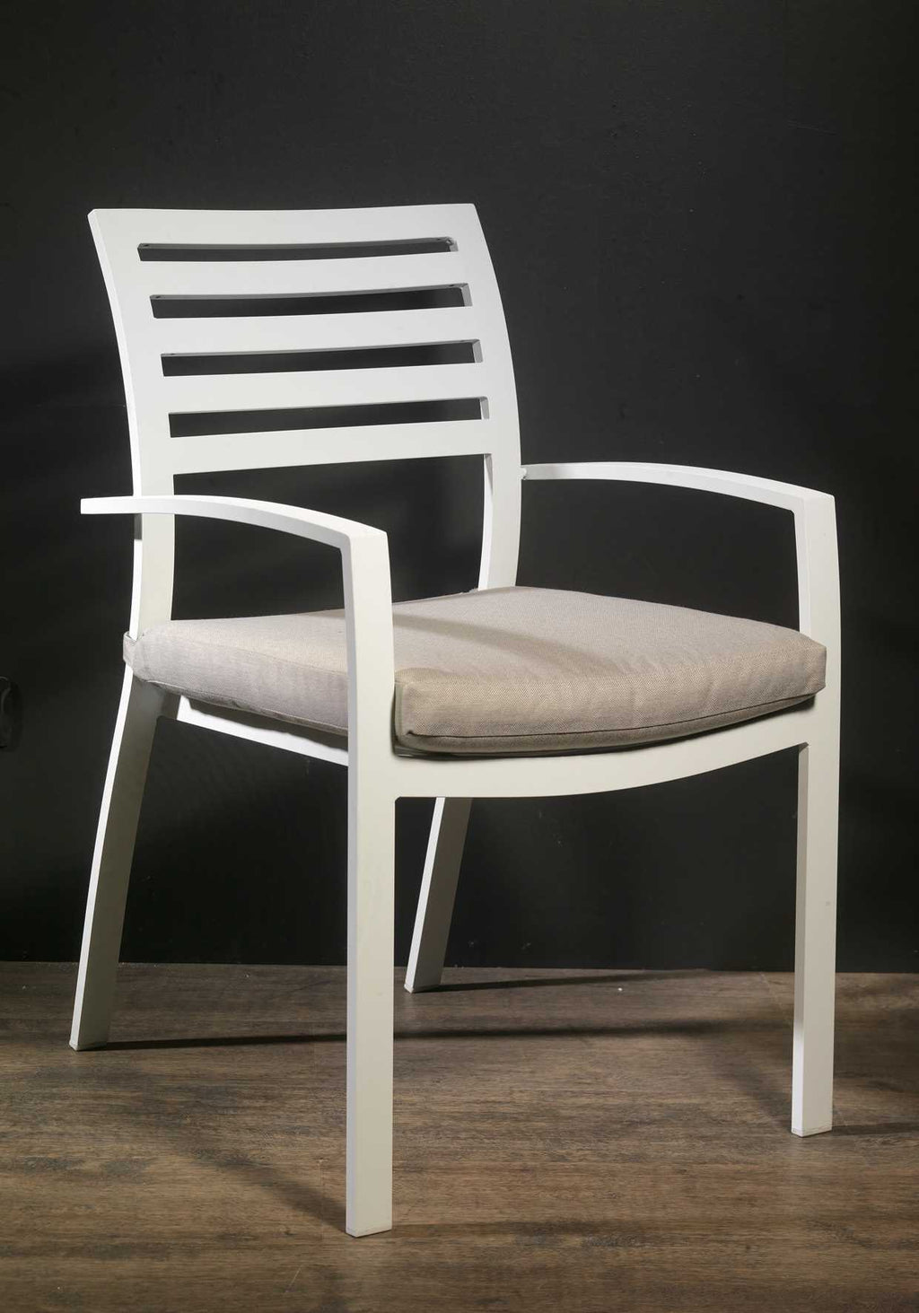 Poltrona alluminio new Boston bianco c/cuscini grigio cm58x57h88