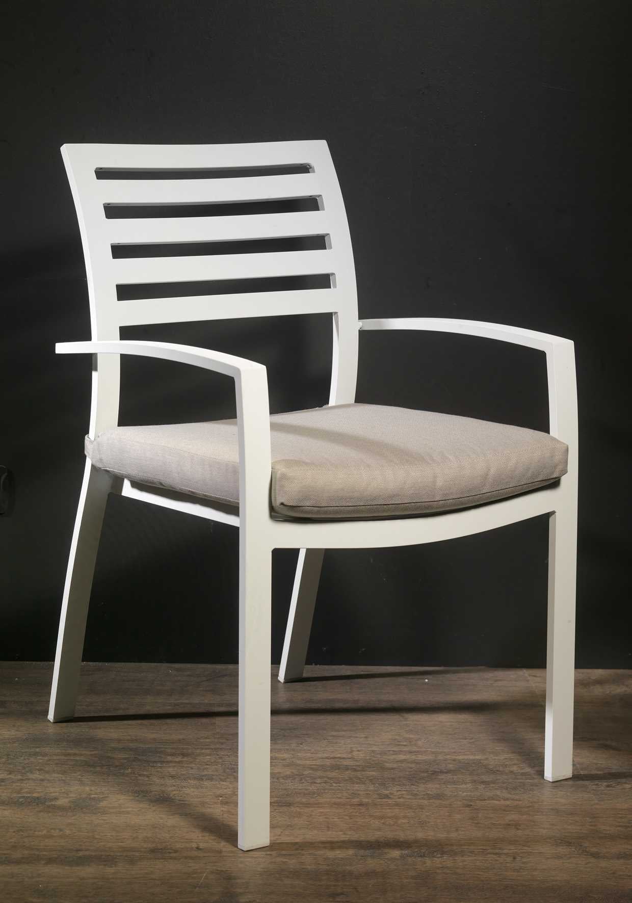 Poltrona alluminio new Boston bianco c/cuscini grigio cm58x57h88