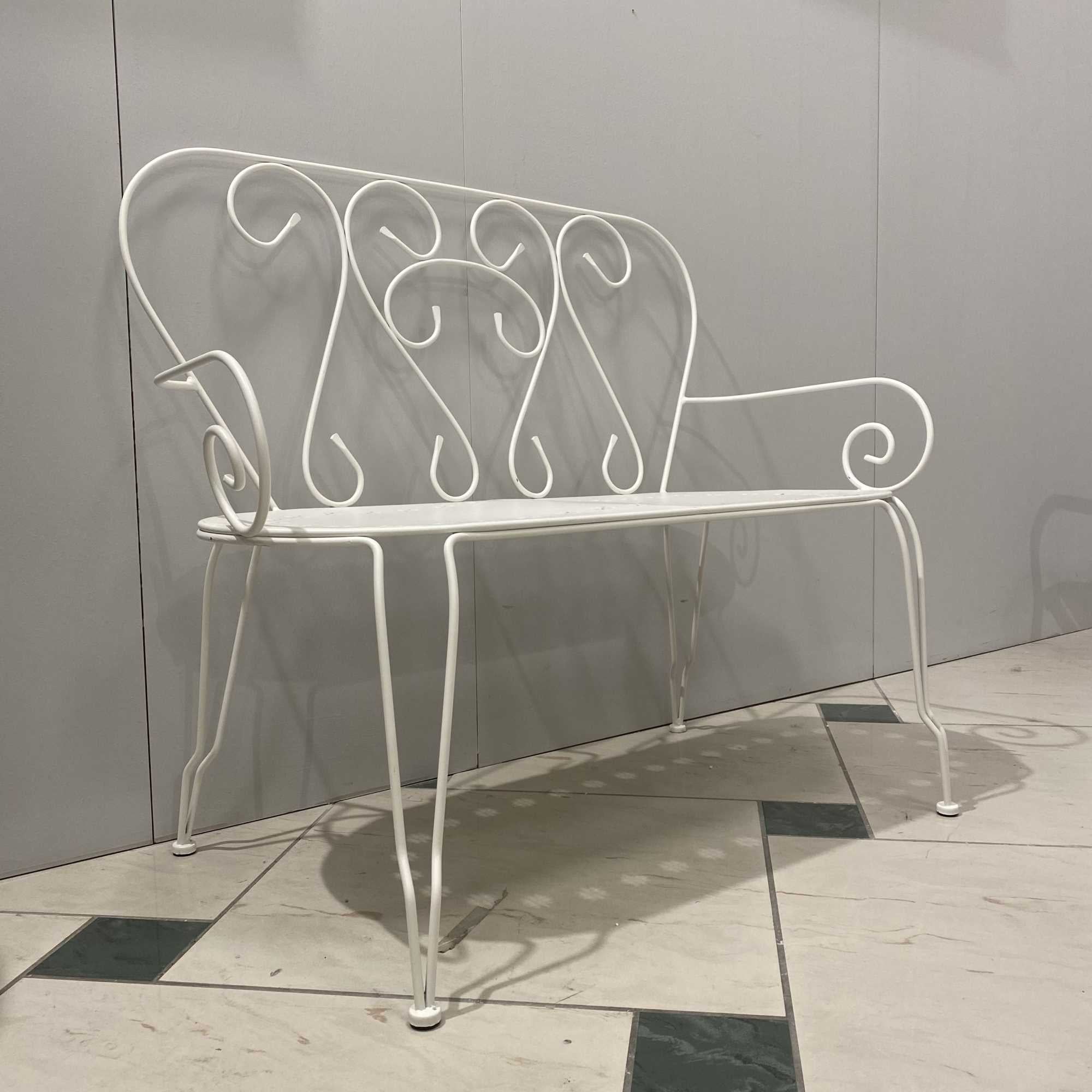 Panchina metallo new old bianco crema cm105x48h88