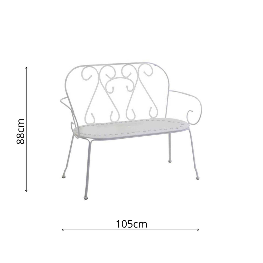 Panchina metallo new old bianco crema cm105x48h88