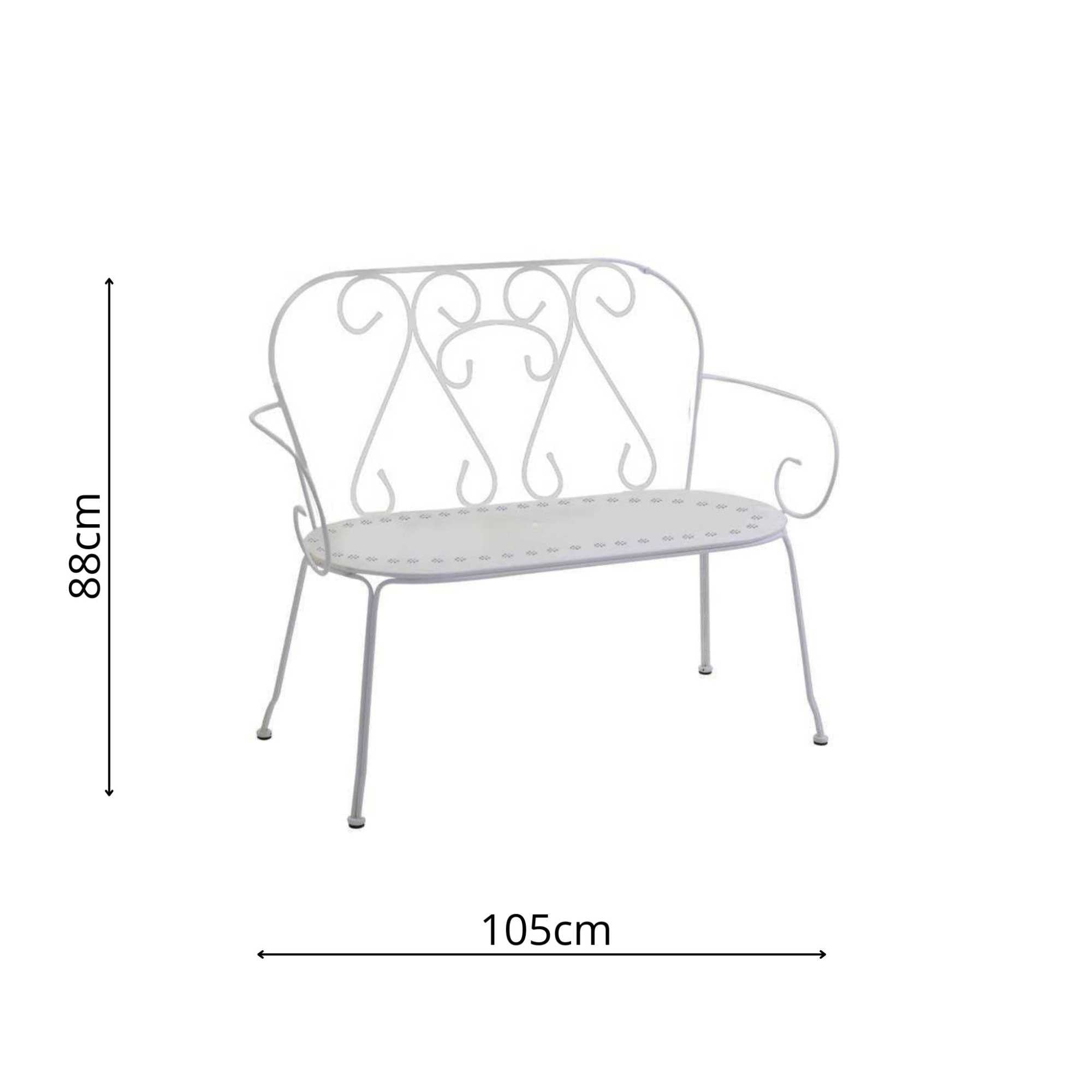 Panchina metallo new old bianco crema cm105x48h88