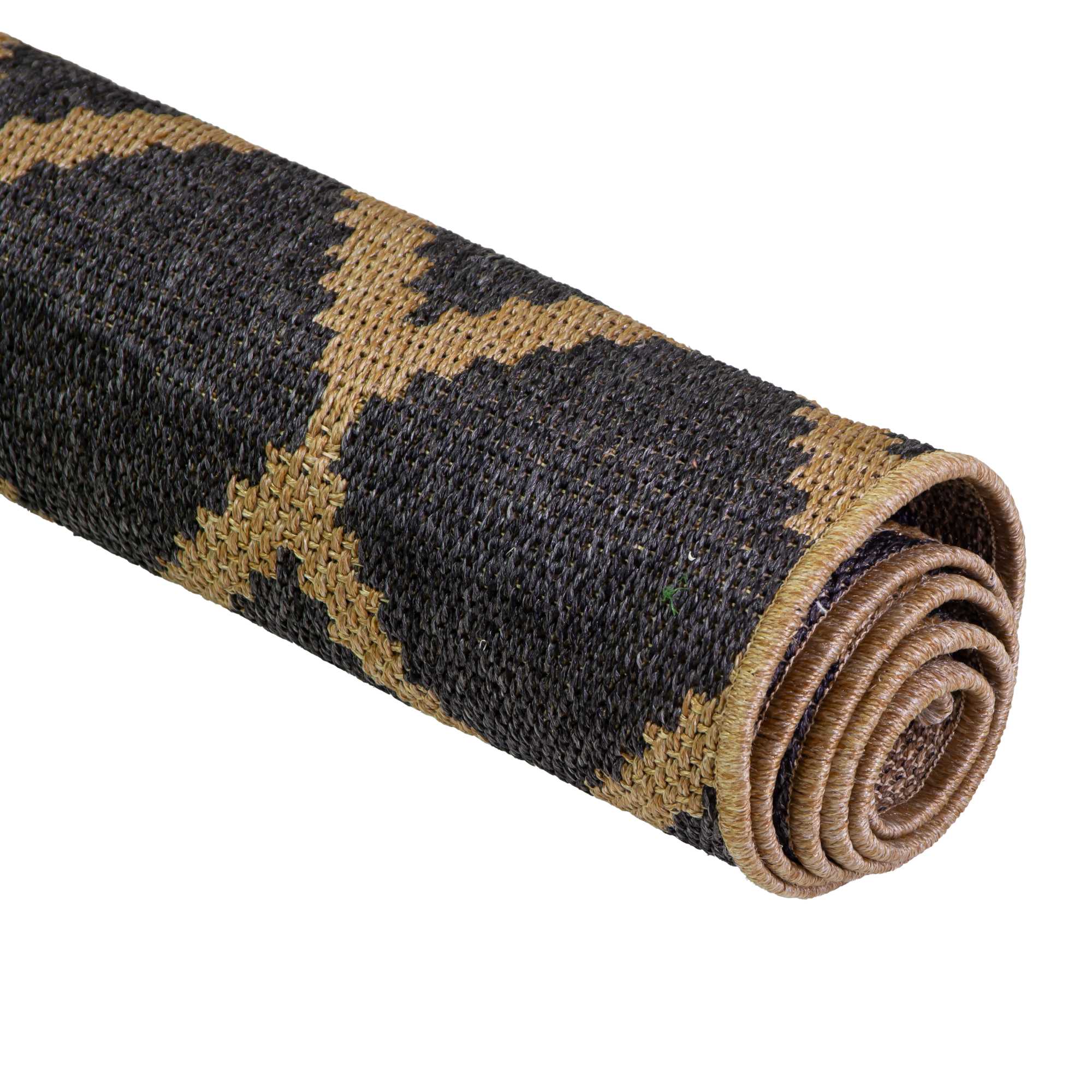 Tappeto da esterno polipropilene rombi naturale nero rettangolare cm160x230