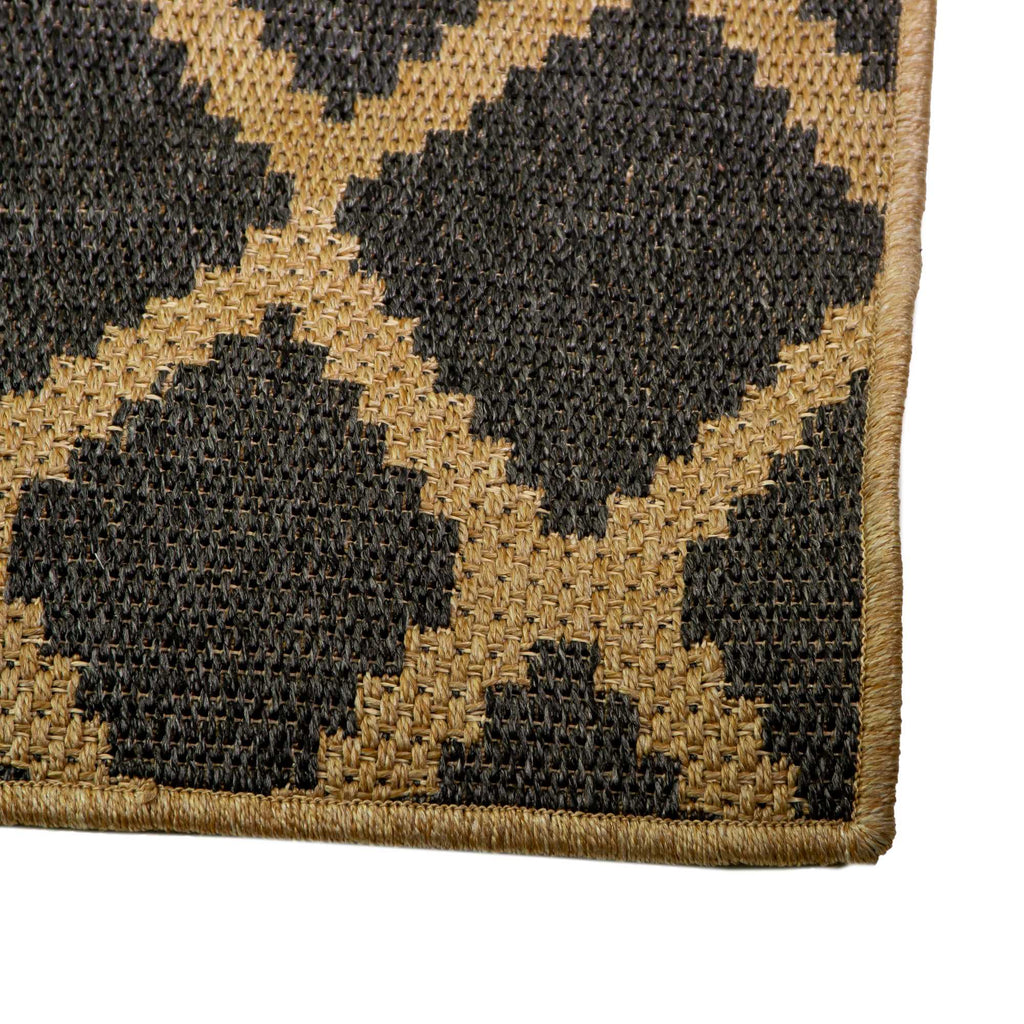 Tappeto da esterno polipropilene rombi naturale nero rettangolare cm160x230