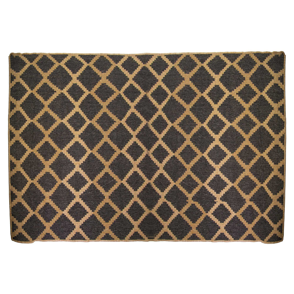 Tappeto da esterno polipropilene rombi naturale nero rettangolare cm160x230