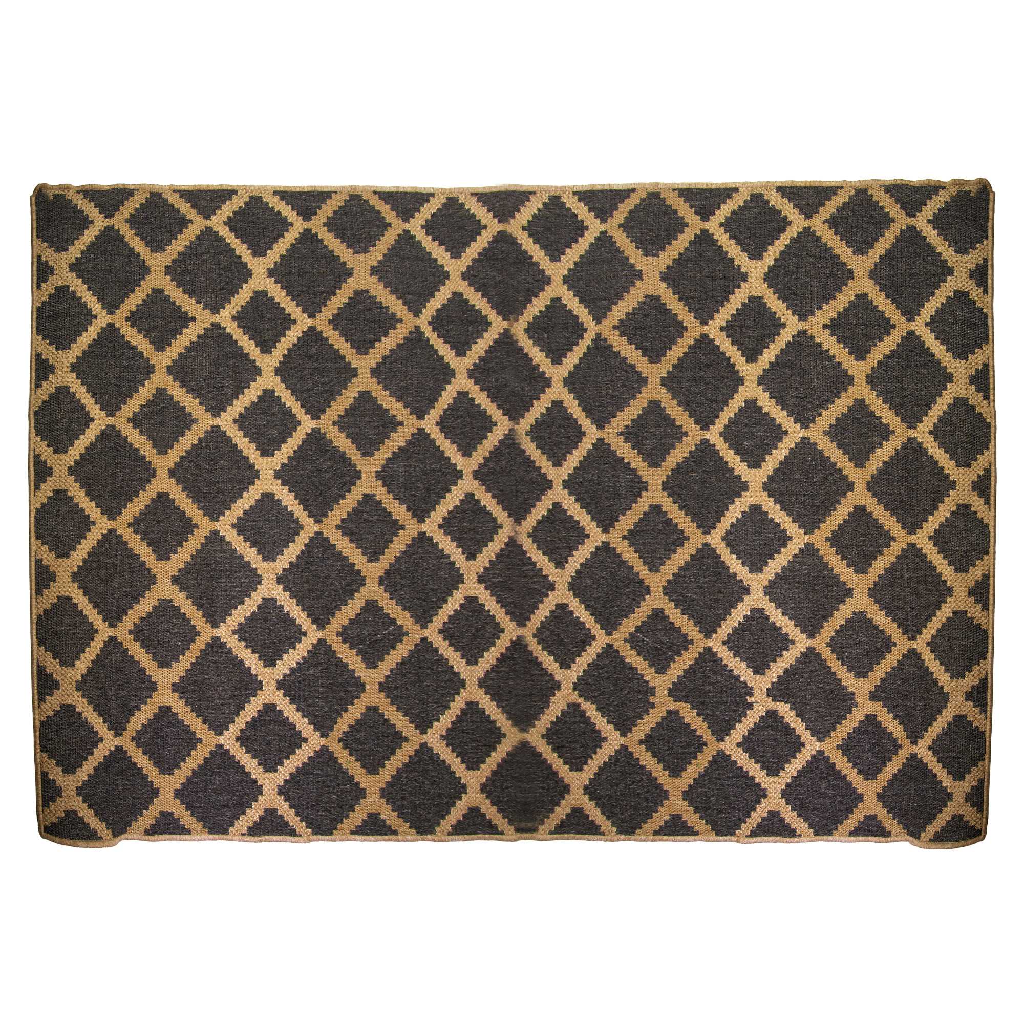 Tappeto da esterno polipropilene rombi naturale nero rettangolare cm160x230