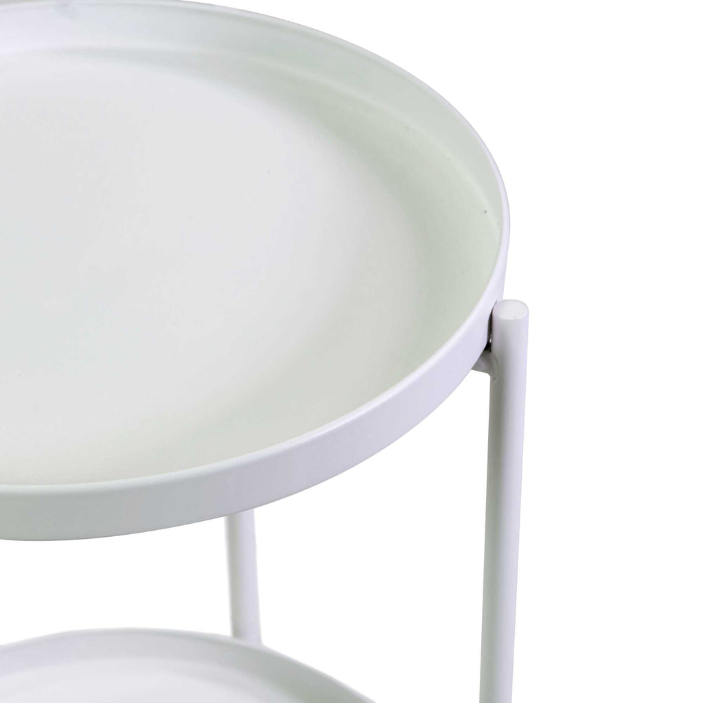 Tavolino metallo Hiro bianco tondo 2 piani cm ø40h50