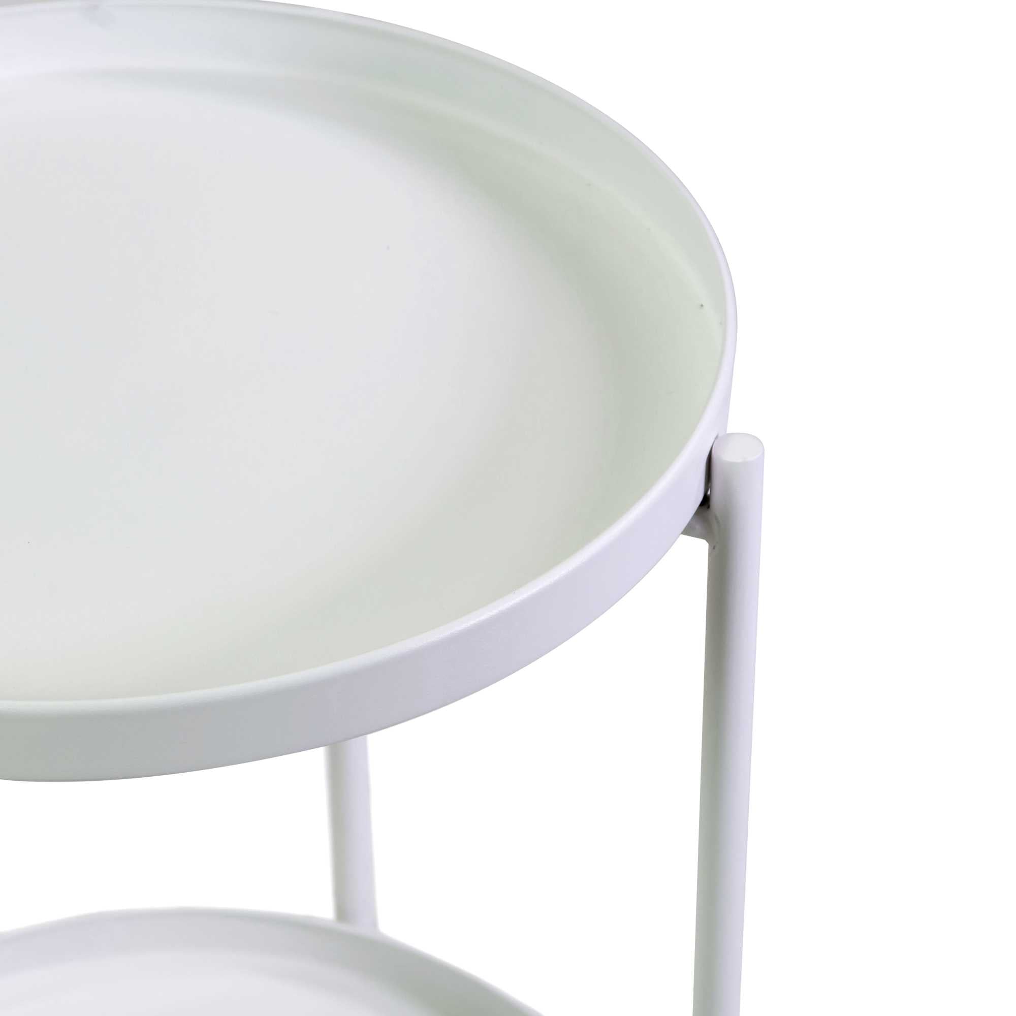 Tavolino metallo Hiro bianco tondo 2 piani cm ø40h50