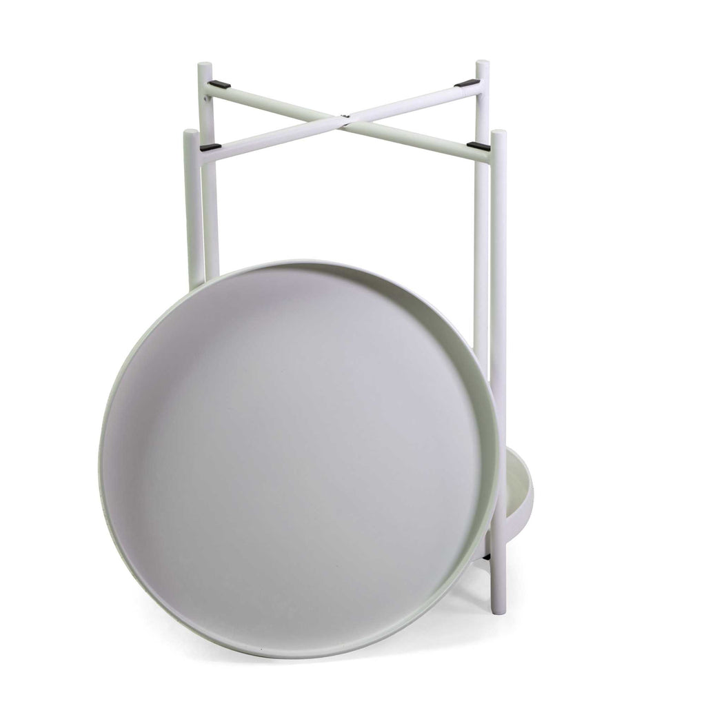 Tavolino metallo Hiro bianco tondo 2 piani cm ø40h50