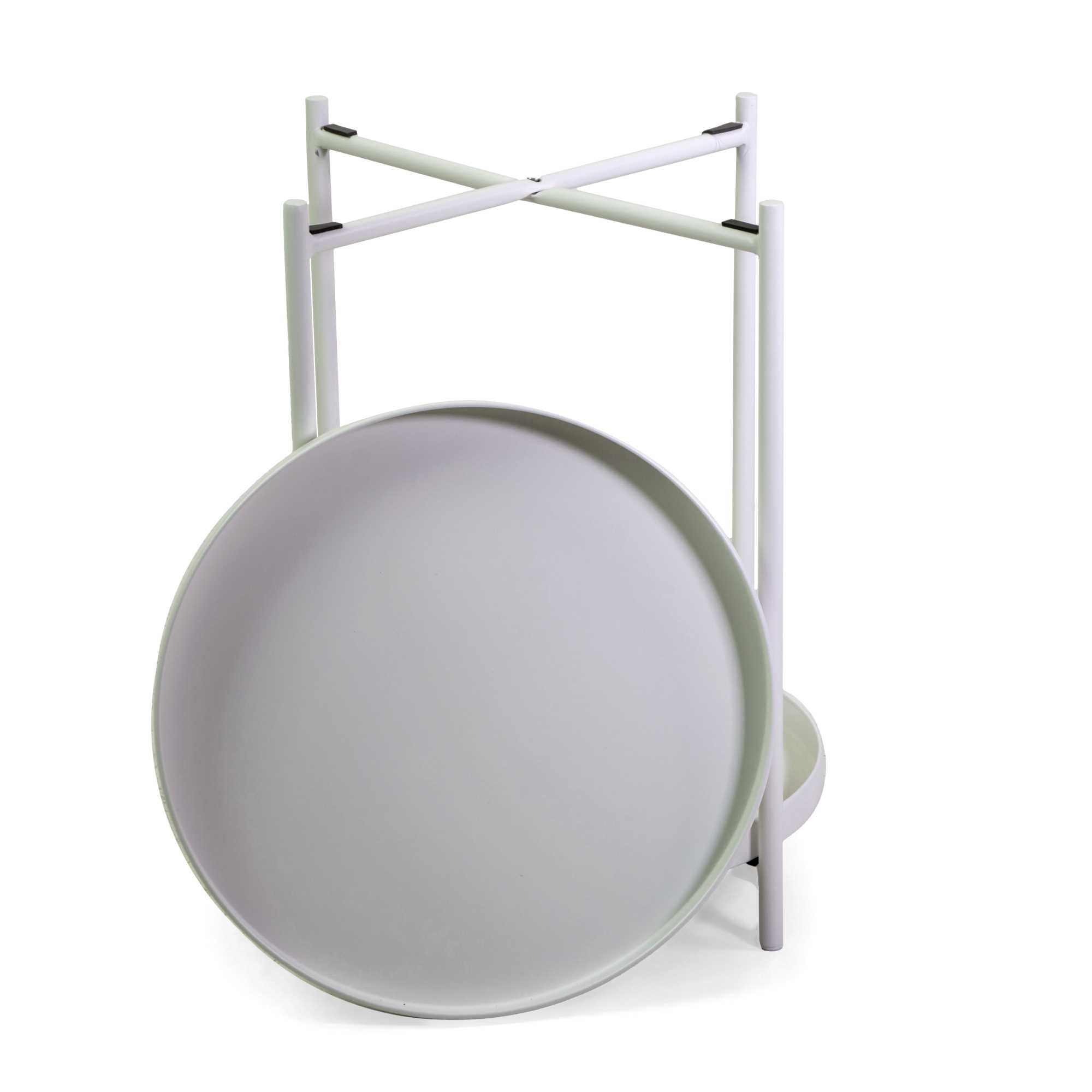 Tavolino metallo Hiro bianco tondo 2 piani cm ø40h50