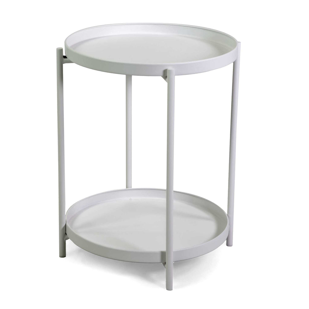Tavolino metallo Hiro bianco tondo 2 piani cm ø40h50