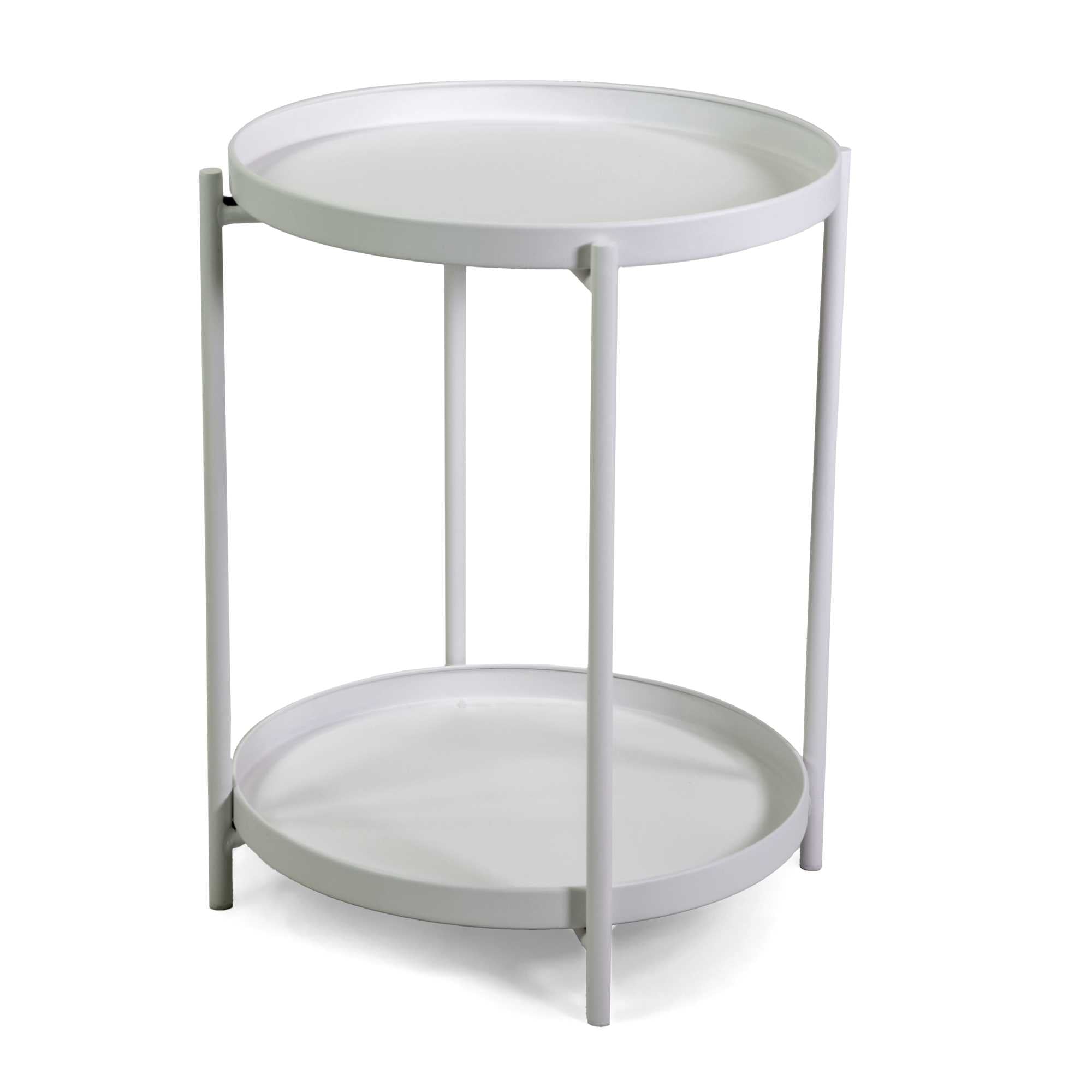 Tavolino metallo Hiro bianco tondo 2 piani cm ø40h50