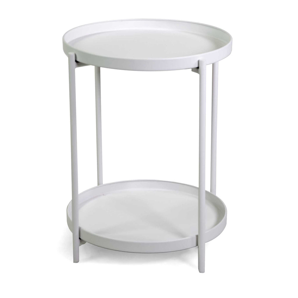 Tavolino metallo Hiro bianco tondo 2 piani cm ø40h50