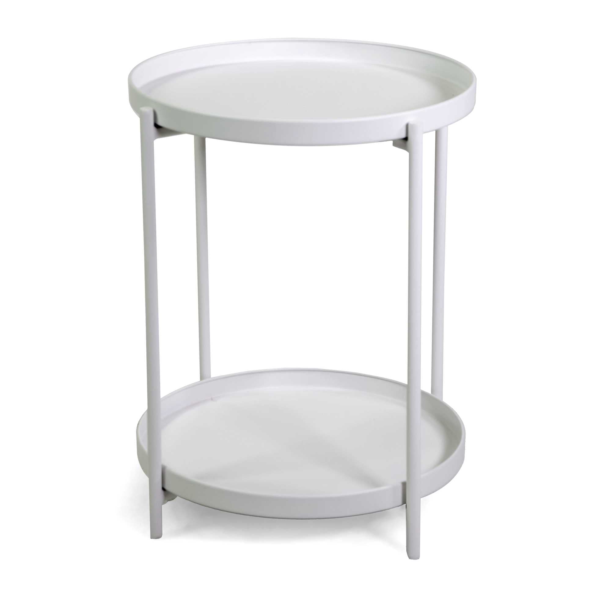 Tavolino metallo Hiro bianco tondo 2 piani cm ø40h50