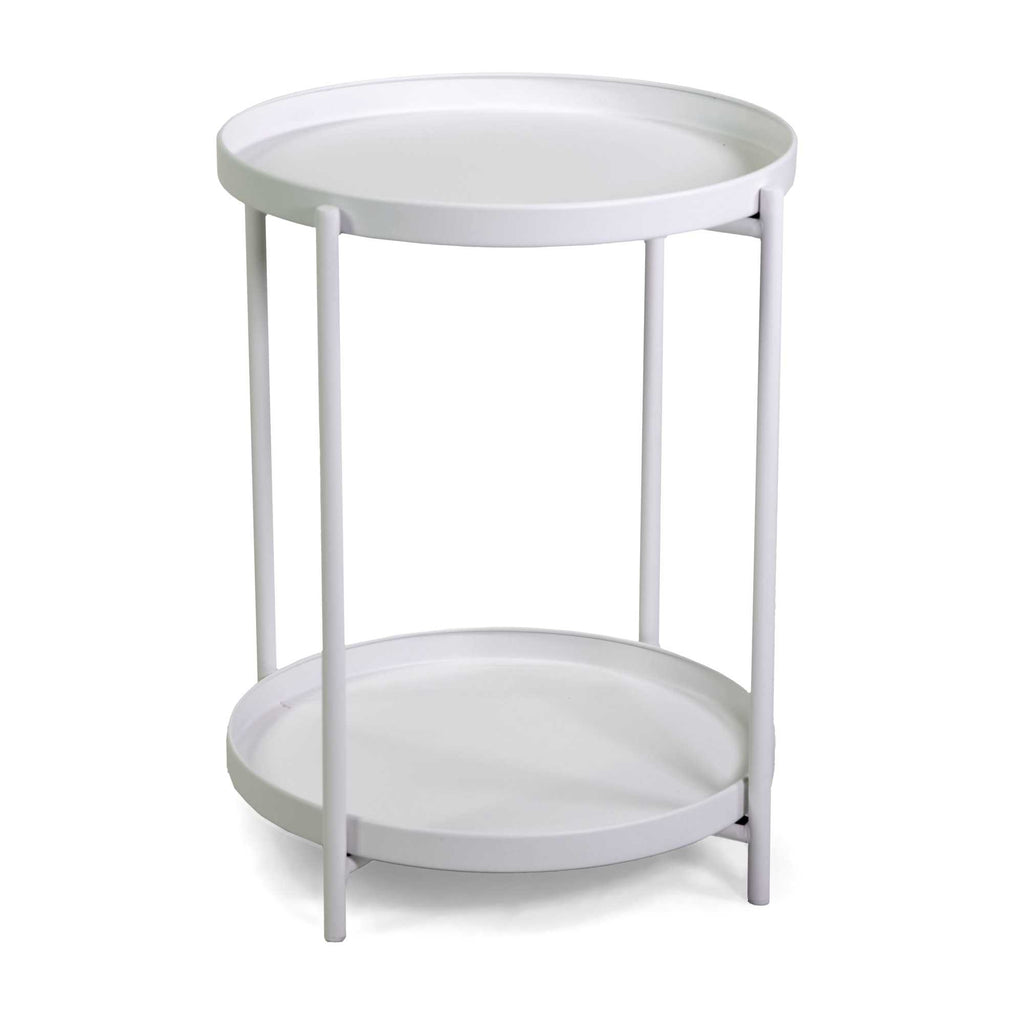 Tavolino metallo Hiro bianco tondo 2 piani cm ø40h50
