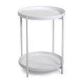 Tavolino metallo Hiro bianco tondo 2 piani cm ø40h50