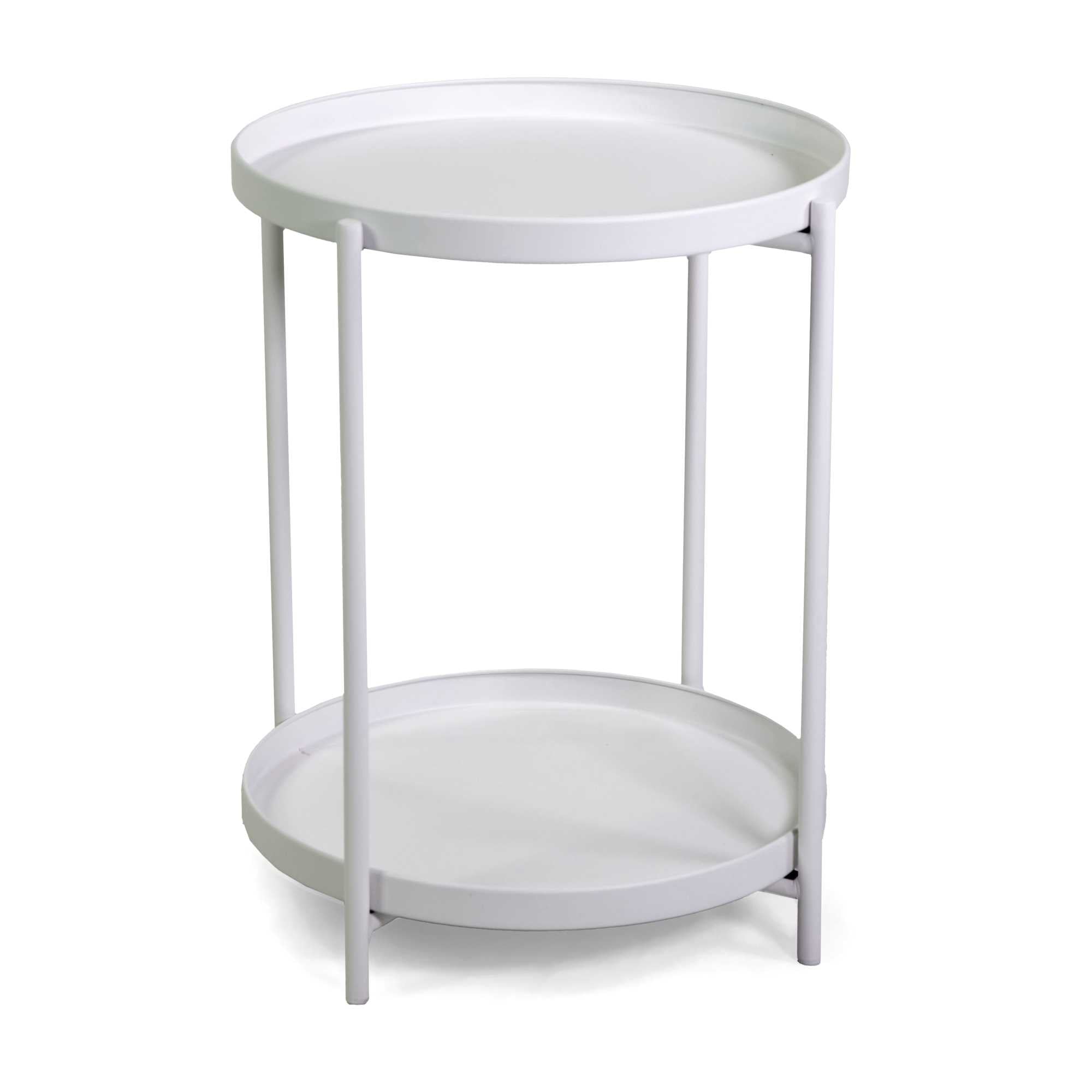 Tavolino metallo Hiro bianco tondo 2 piani cm ø40h50