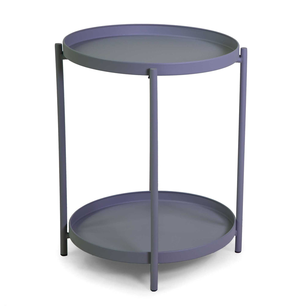 Tavolino metallo Hiro grigio tondo 2 piani cm ø40h50