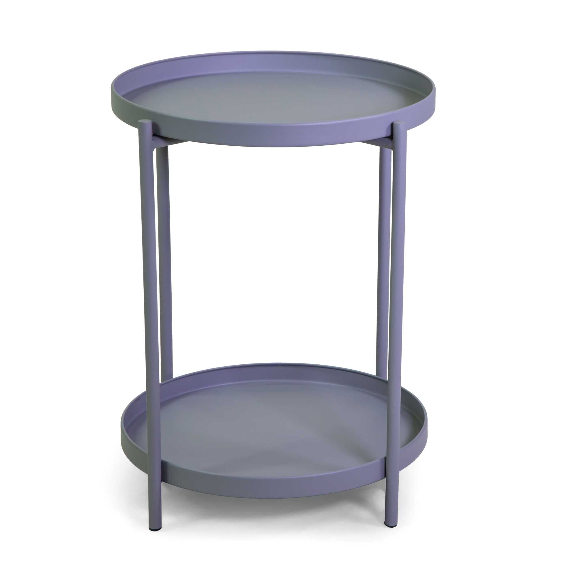 Tavolino metallo Hiro grigio tondo 2 piani cm ø40h50