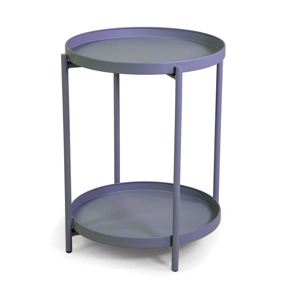 Tavolino metallo Hiro grigio tondo 2 piani cm ø40h50