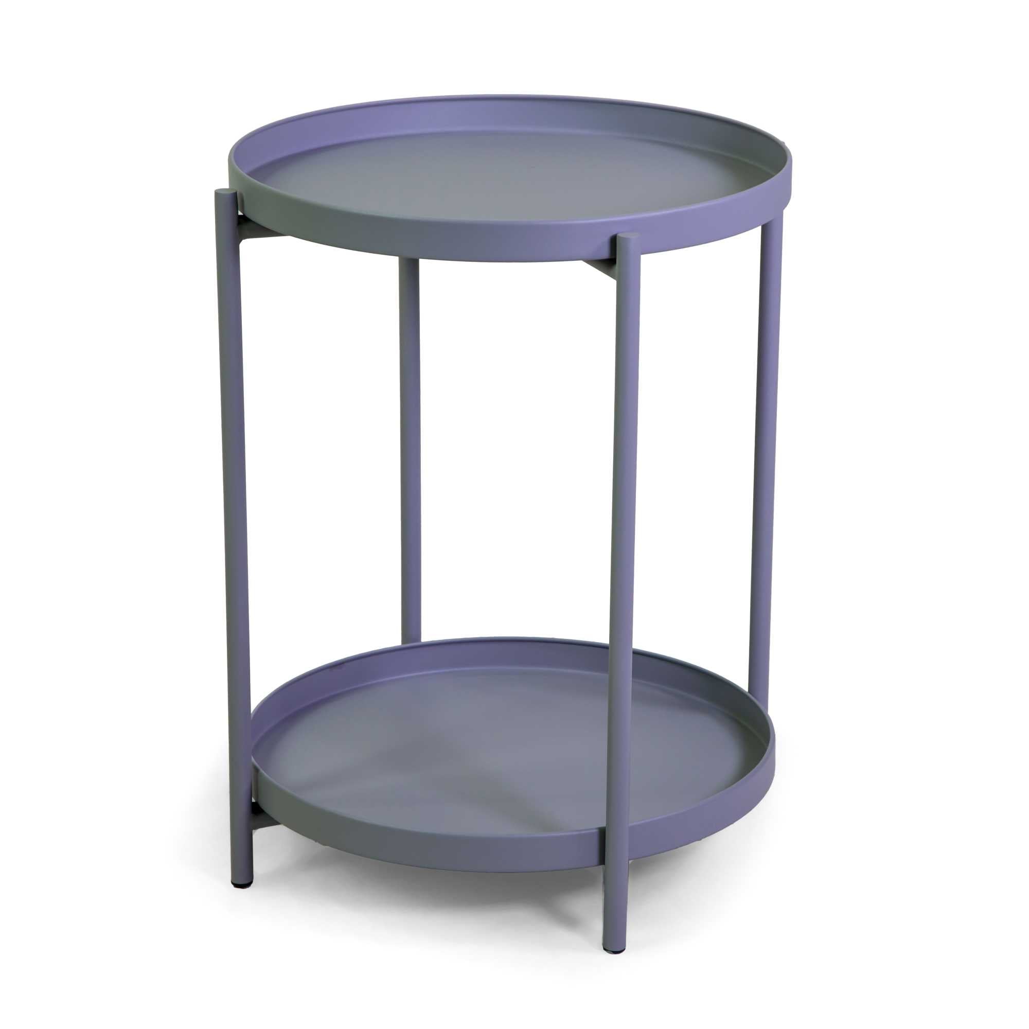 Tavolino metallo Hiro grigio tondo 2 piani cm ø40h50
