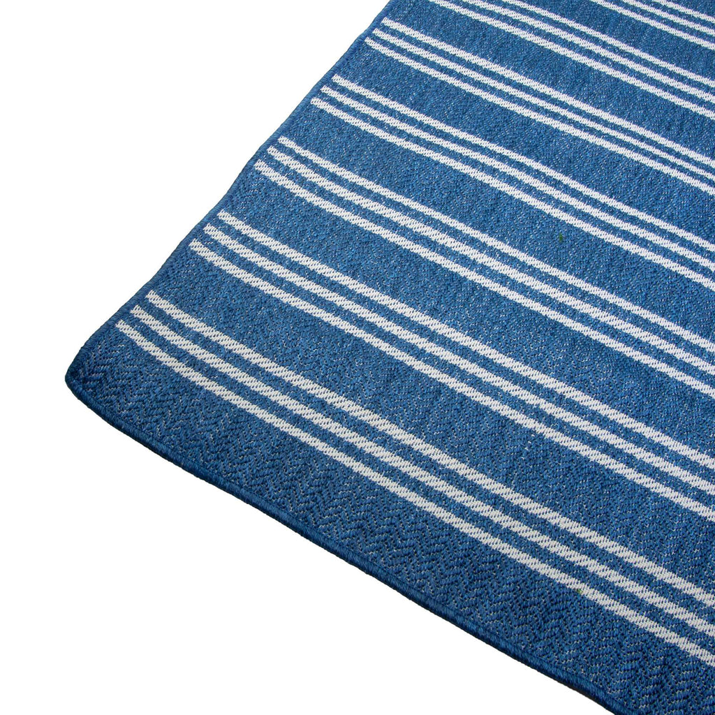 Tappeto da esterno polipropilene righe azzurro rettangolare cm200x300