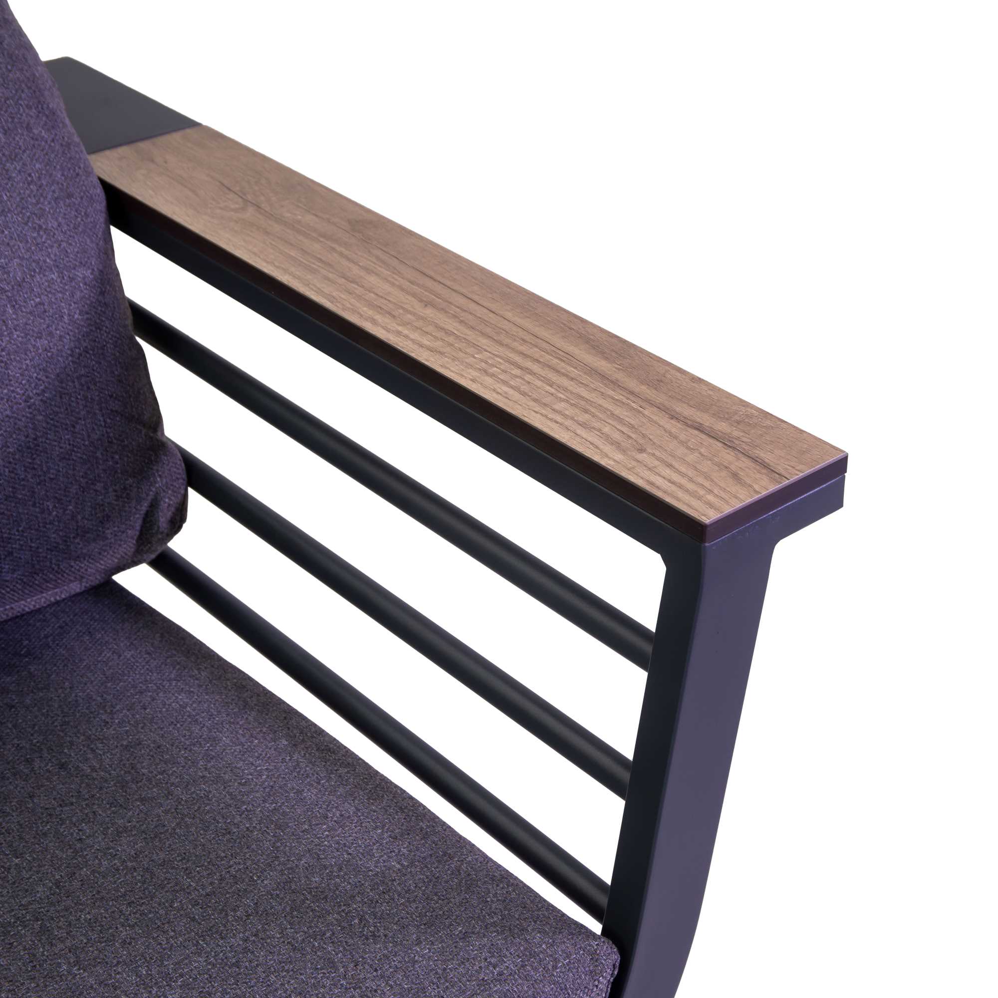 Salotto alluminio New Riverside antracite 3posti (bracciolo in hpl)
