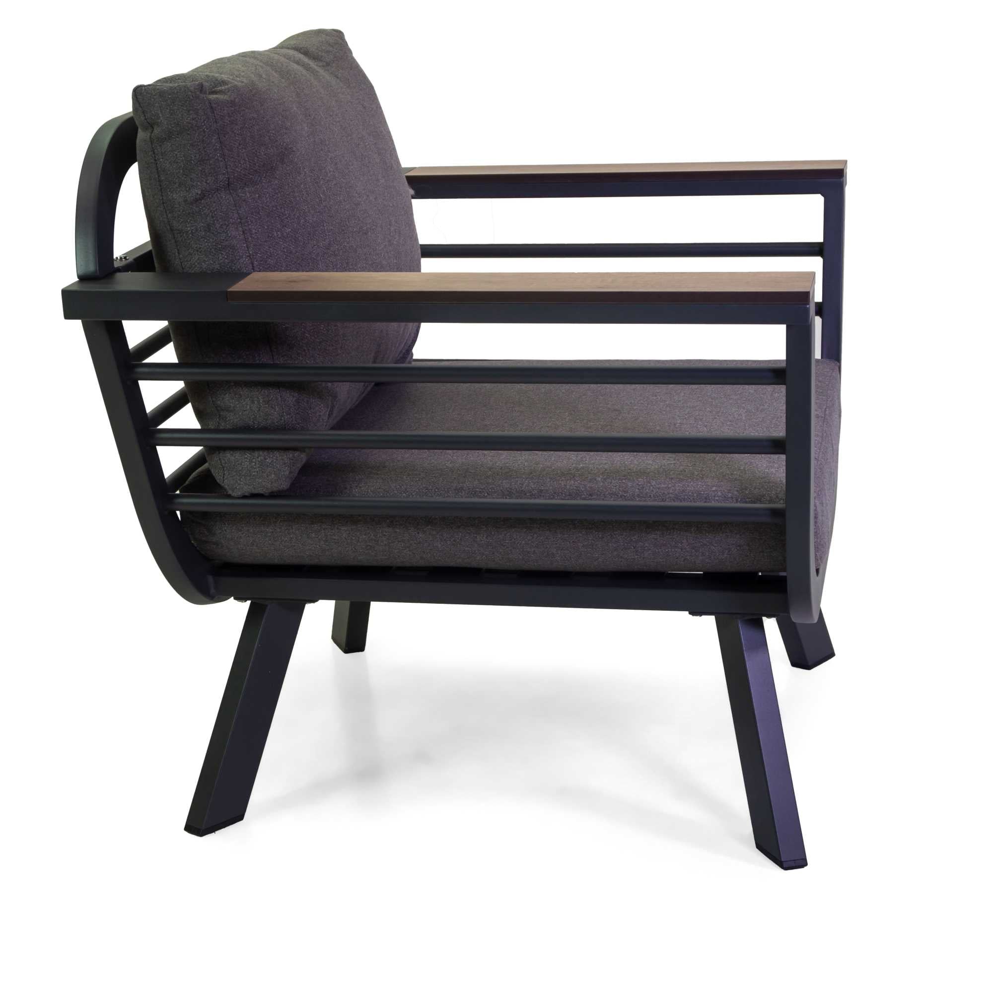 Salotto alluminio New Riverside antracite 3posti (bracciolo in hpl)