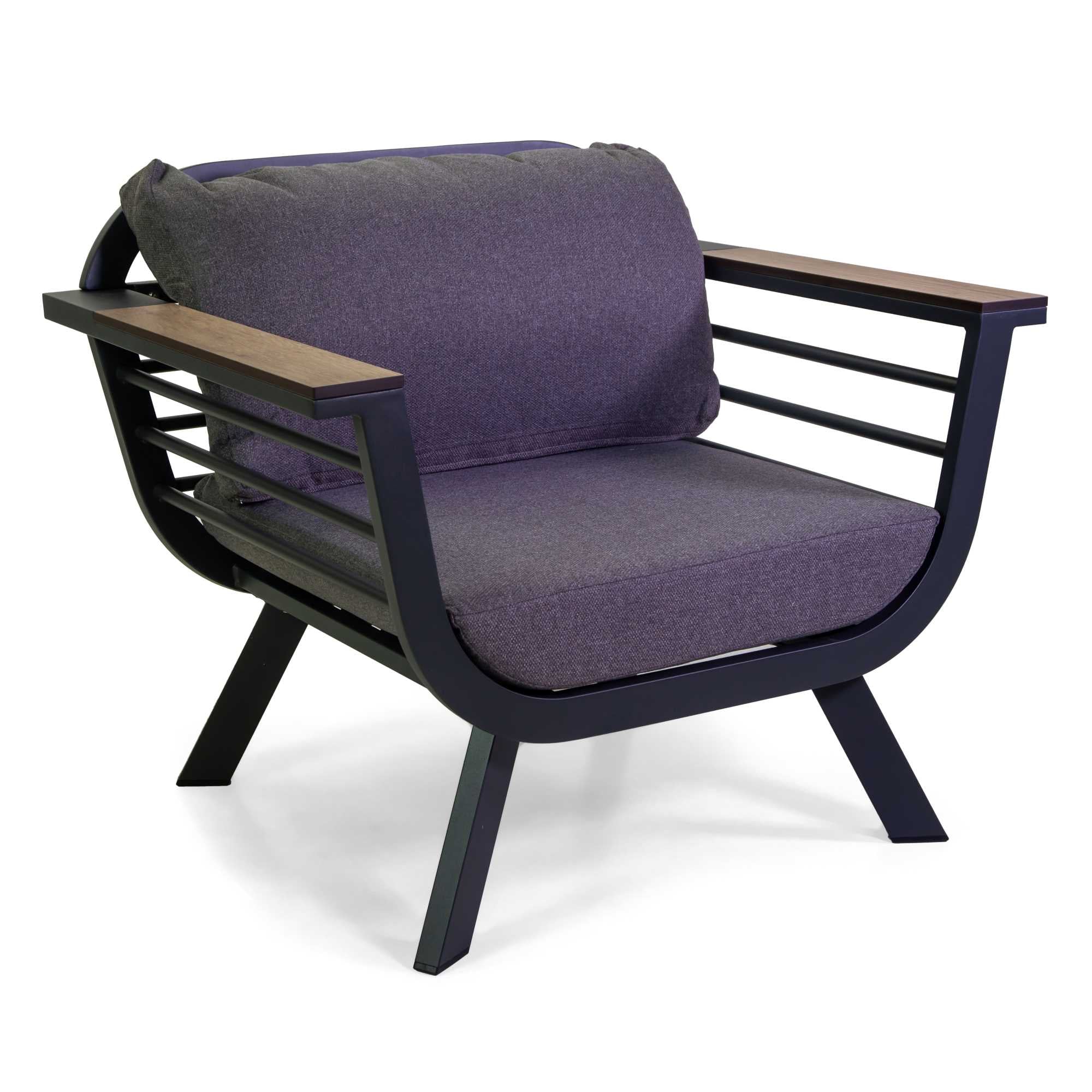 Salotto alluminio New Riverside antracite 3posti (bracciolo in hpl)
