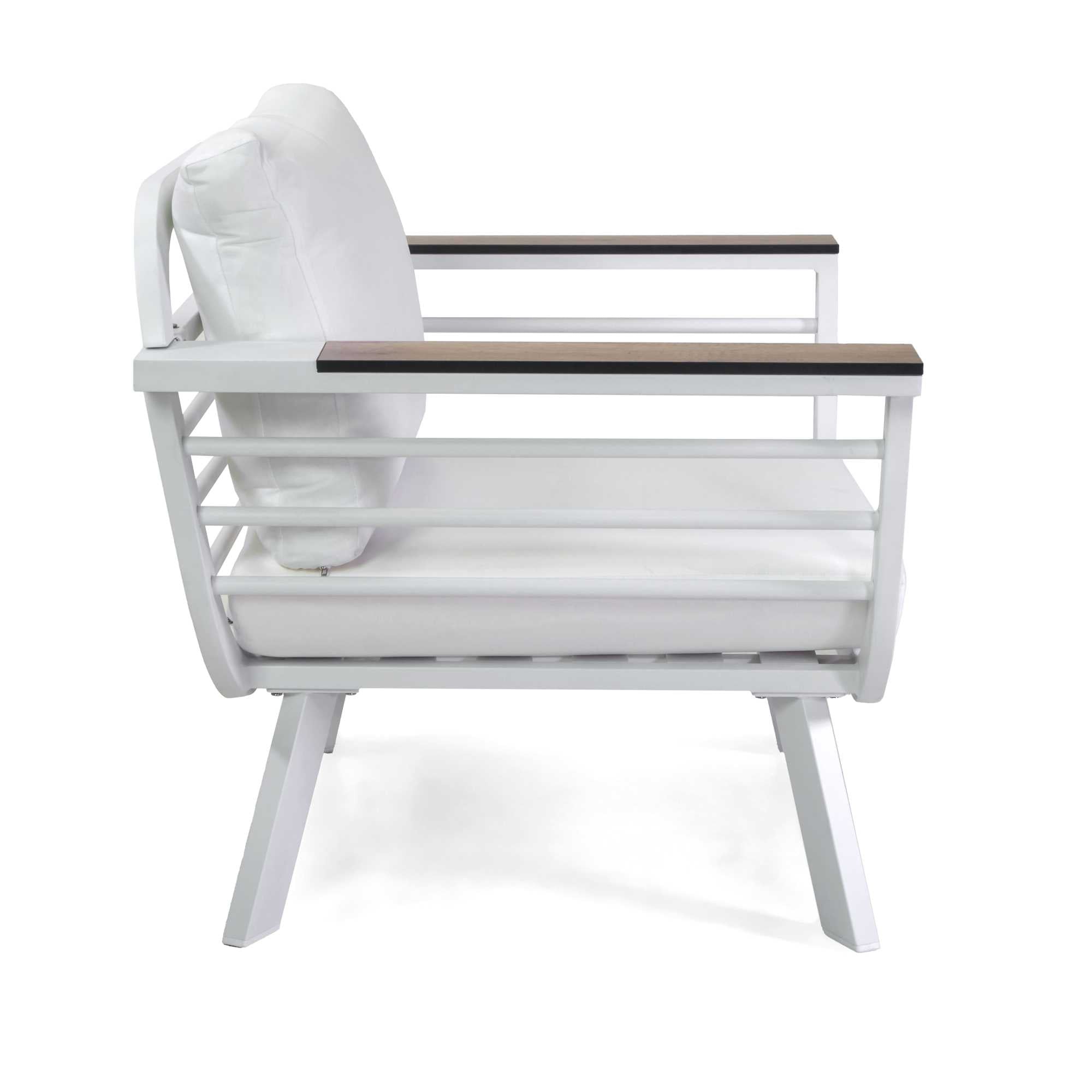 Salotto alluminio New Riverside bianco 3 posti (bracciolo in hpl)