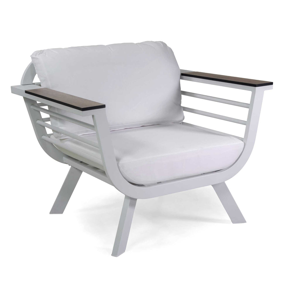Salotto alluminio New Riverside bianco 3 posti (bracciolo in hpl)