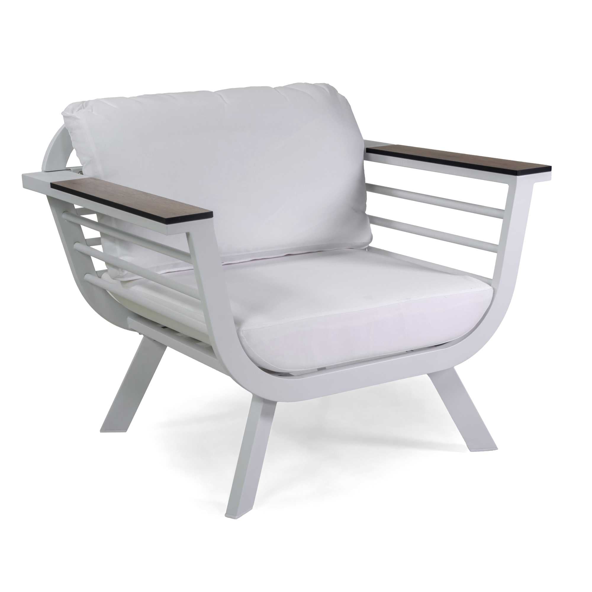 Salotto alluminio New Riverside bianco 3 posti (bracciolo in hpl)