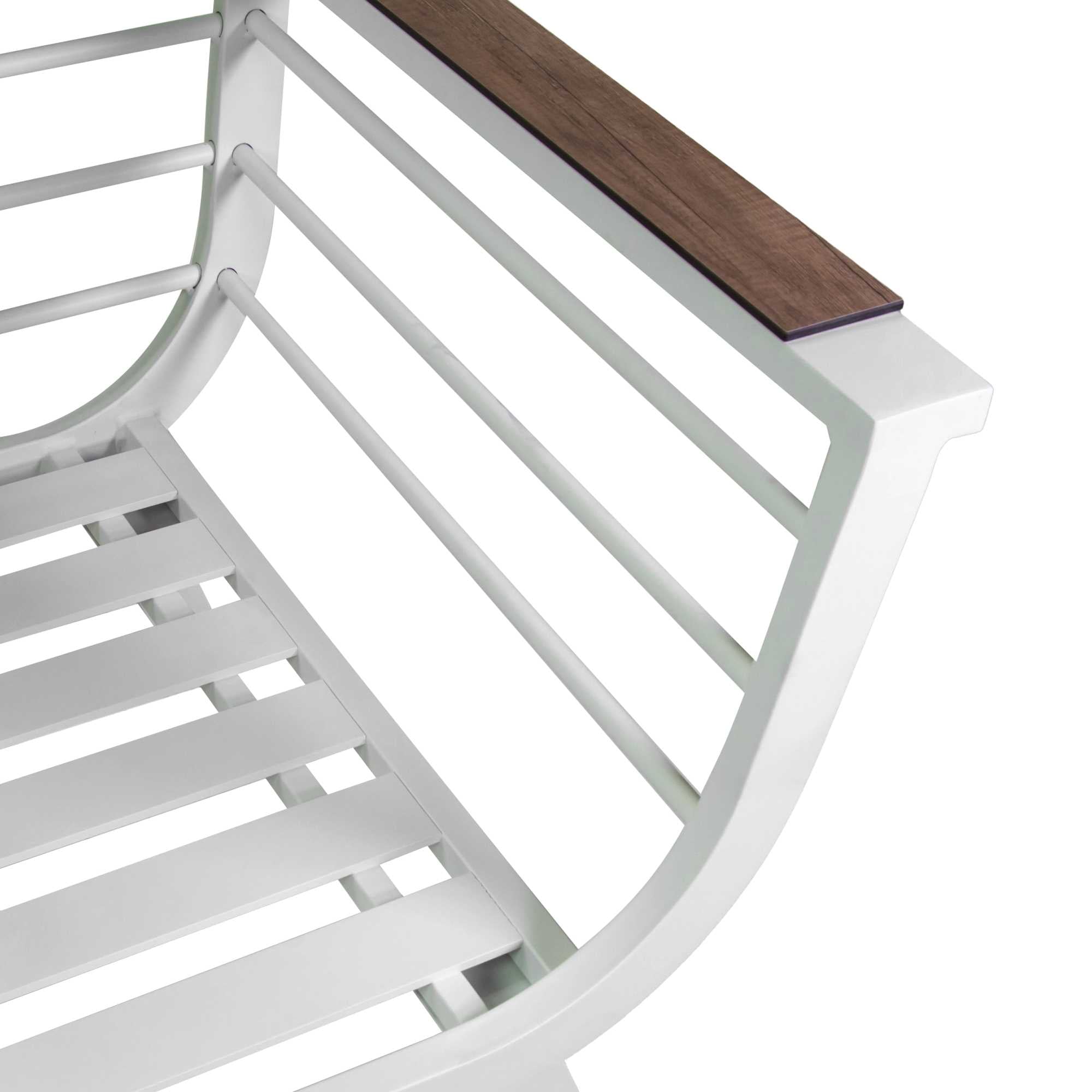 Salotto alluminio Riverside bianco (bracciolo in hpl) 3 pezzi