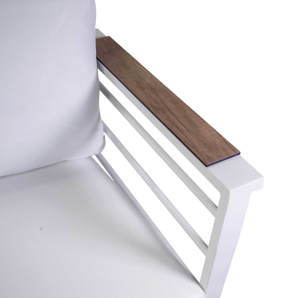 Salotto alluminio Riverside bianco (bracciolo in hpl) 3 pezzi