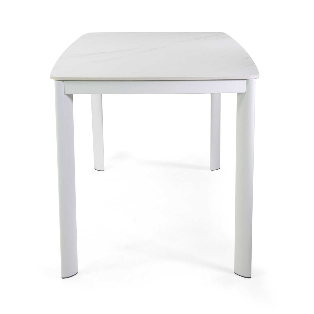 Tavolo alluminio Bakersfield top pietrasinterizzata bianco cm160x80h75
