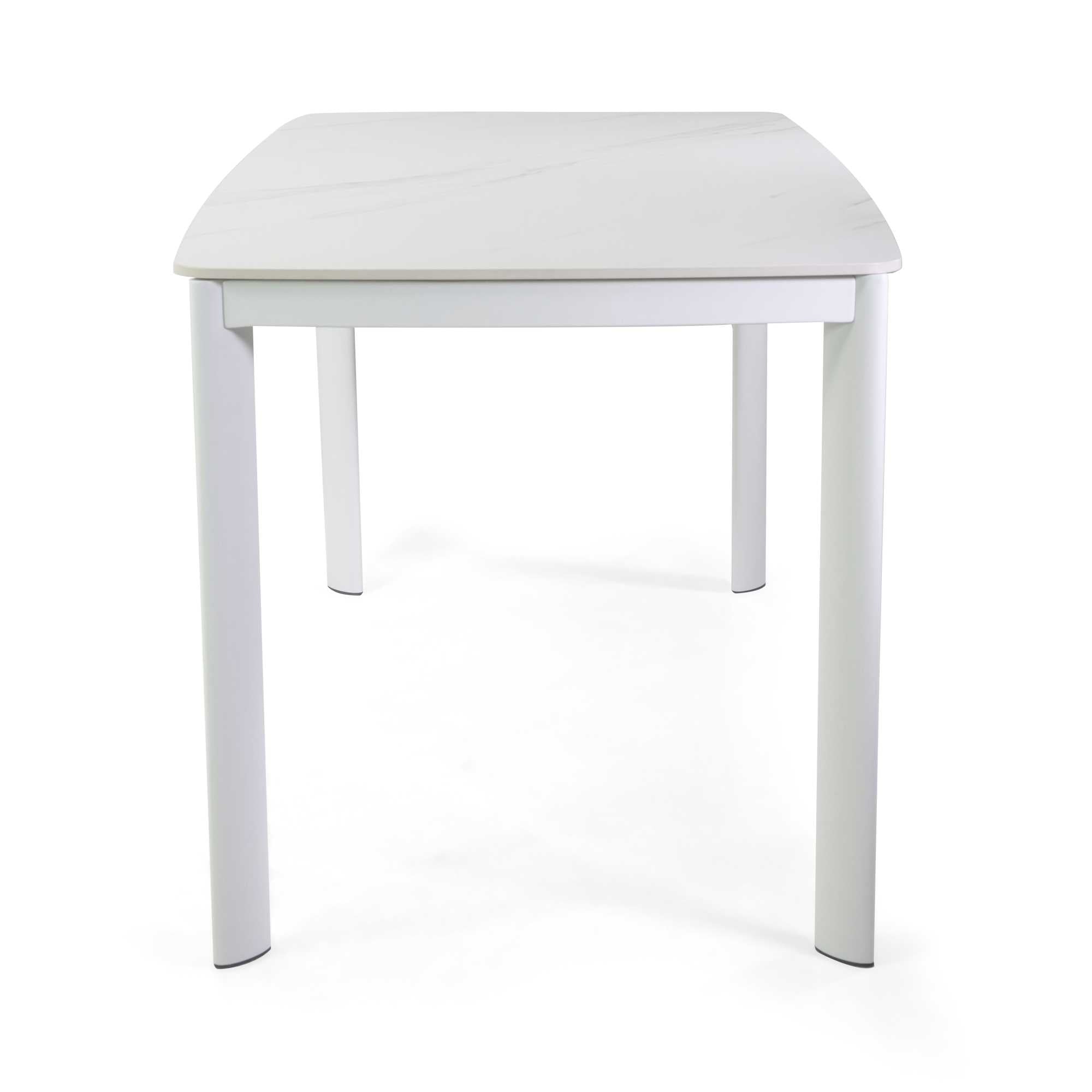 Tavolo alluminio Bakersfield top pietrasinterizzata bianco cm160x80h75