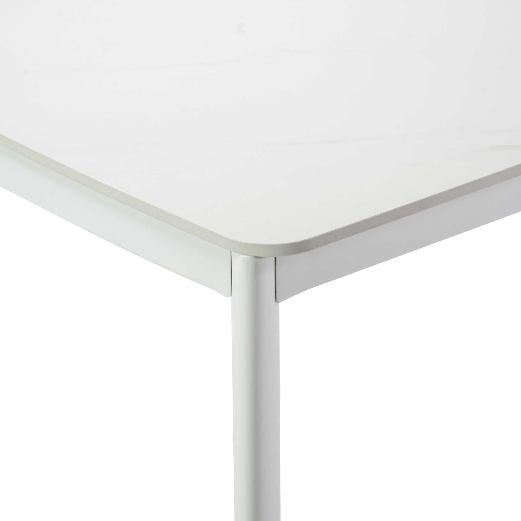 Tavolo alluminio Bakersfield top pietrasinterizzata bianco cm160x80h75