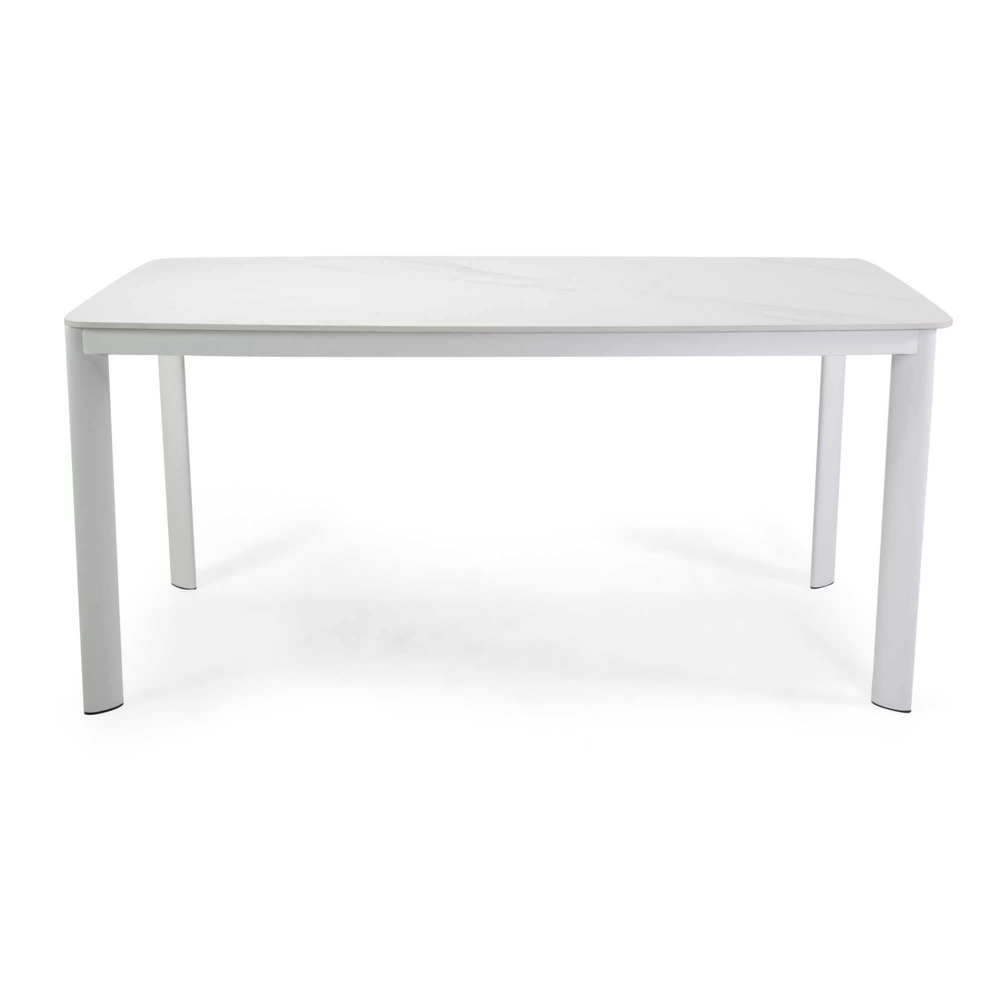 Tavolo alluminio Bakersfield top pietrasinterizzata bianco cm160x80h75