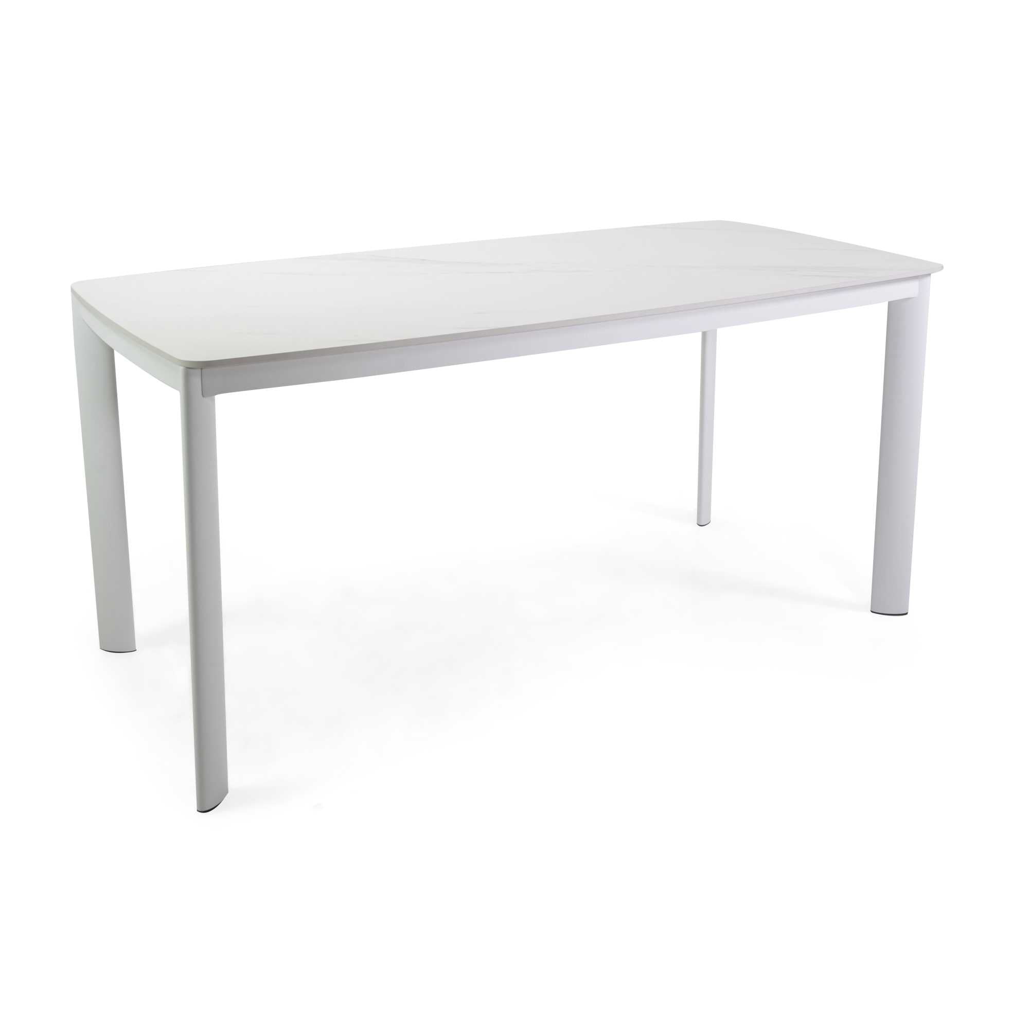 Tavolo alluminio Bakersfield top pietrasinterizzata bianco cm160x80h75