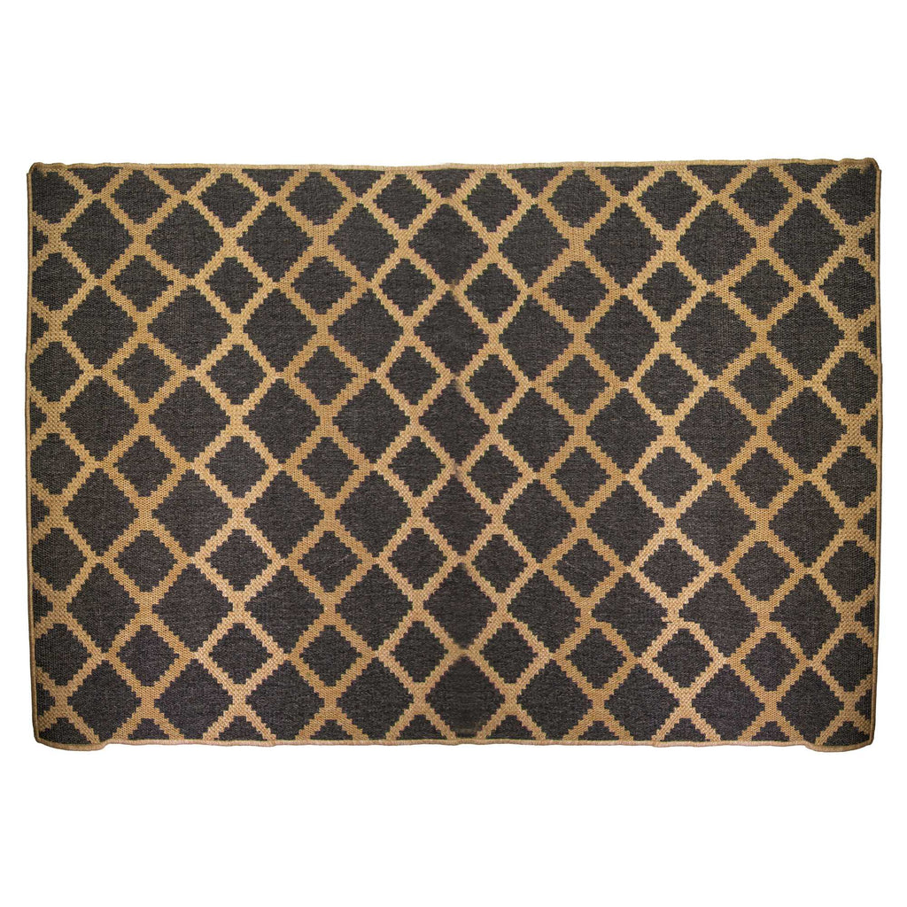 Tappeto da esterno polipropilene rombi naturale nero rettangolare cm200x300