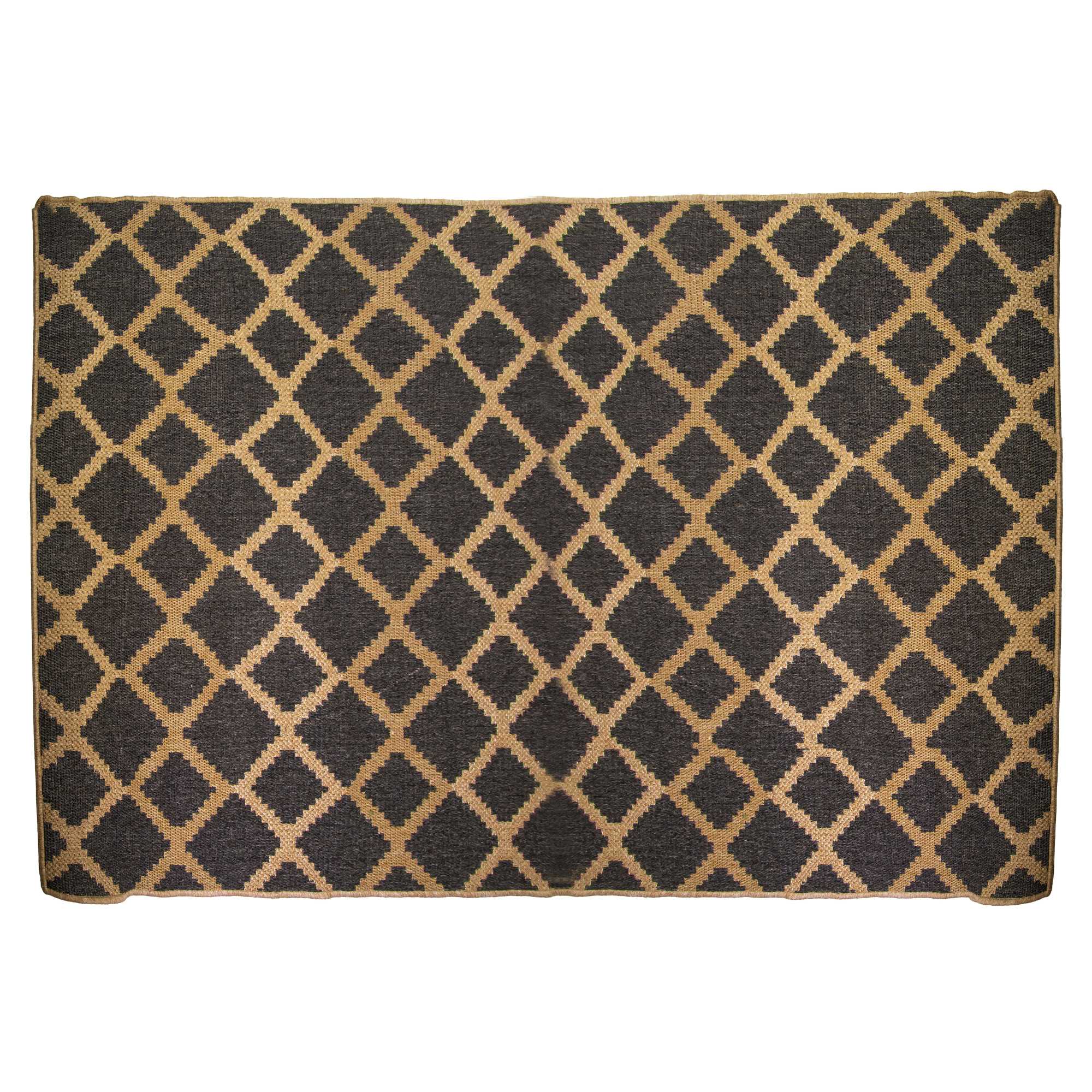 Tappeto da esterno polipropilene rombi naturale nero rettangolare cm200x300