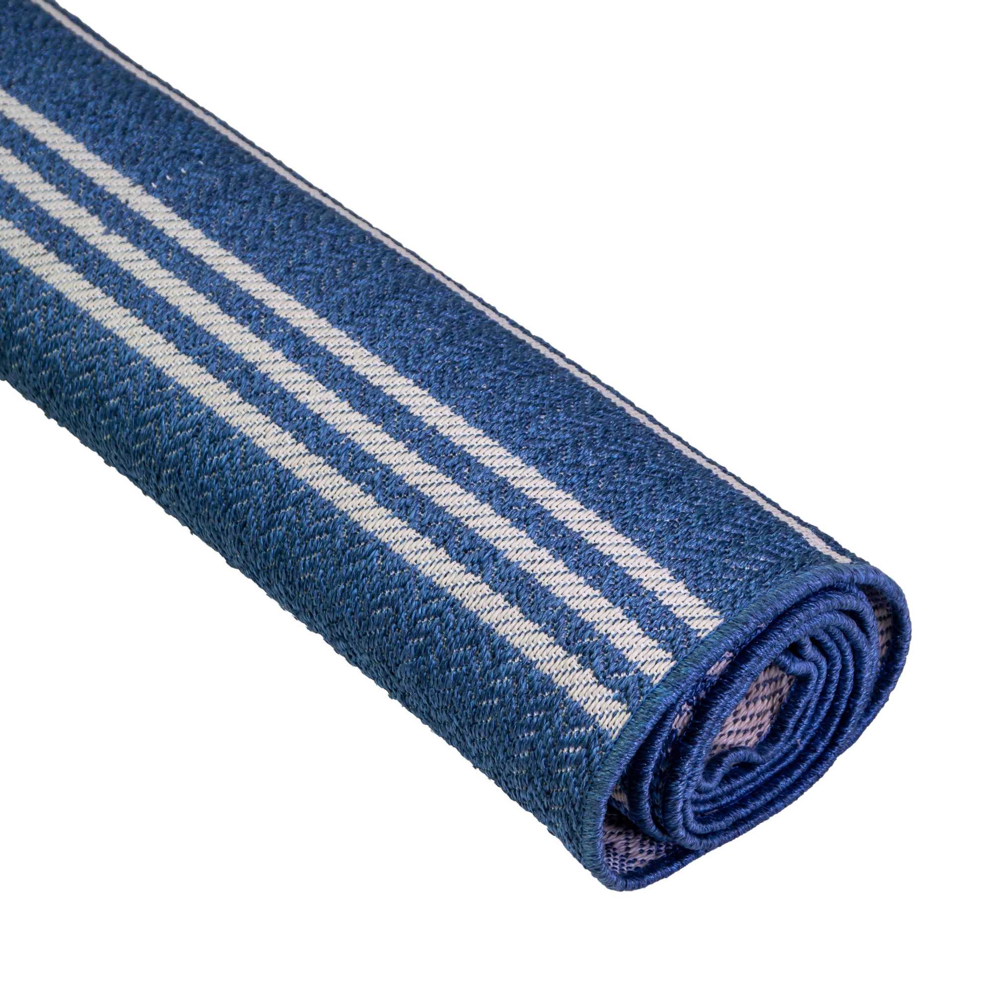 Tappeto da esterno polipropilene righe azzurro rettangolare cm160x230