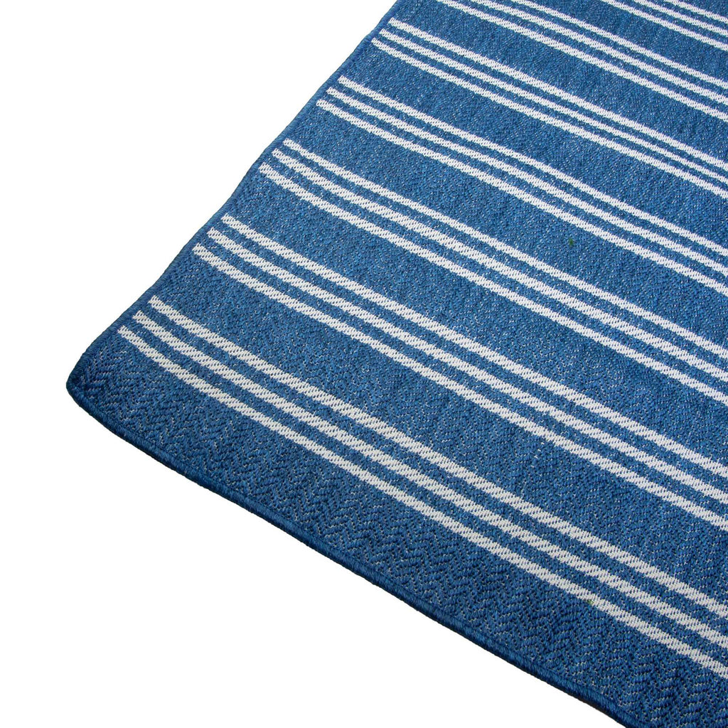 Tappeto da esterno polipropilene righe azzurro rettangolare cm160x230